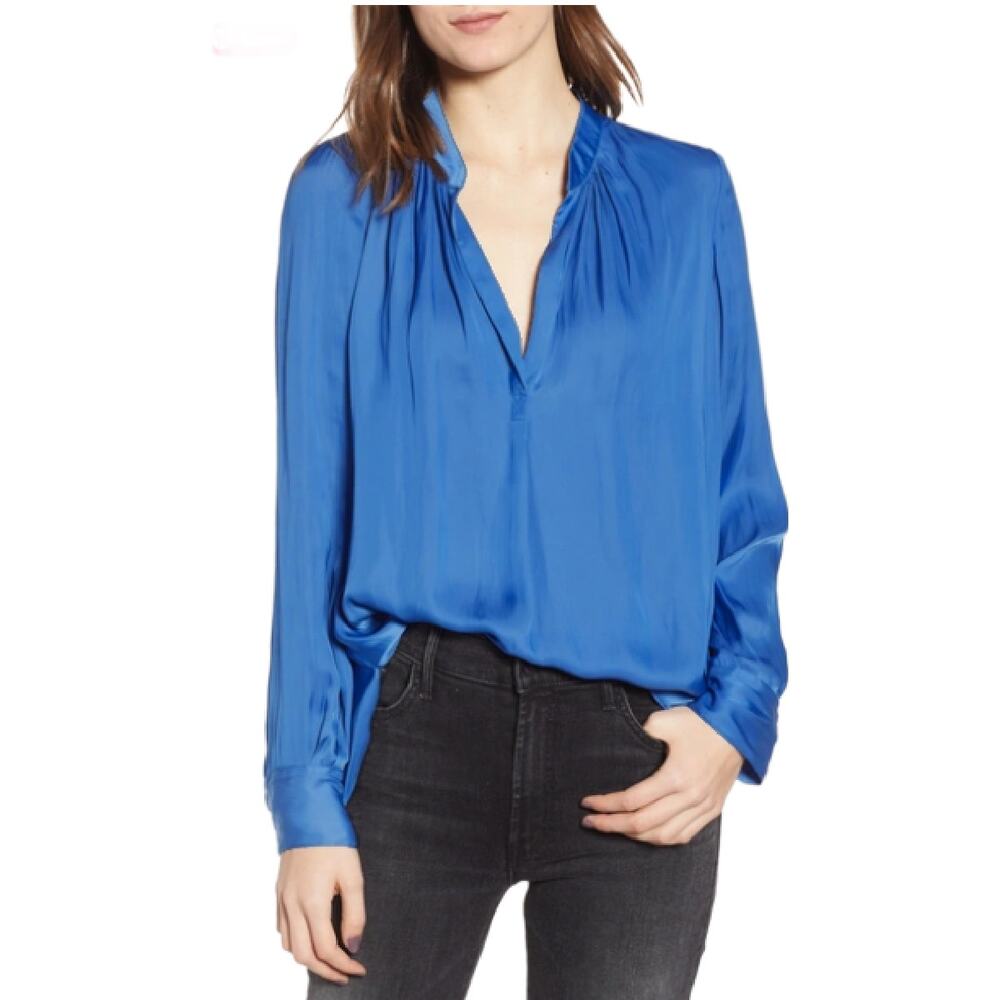 ZADIG & VOLTAIRE Tink Satin Blouse Blue XS Top in Blue Marguerite Minimalist Top